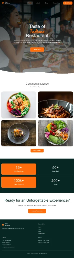 Taste of Indiana Restaurant Website